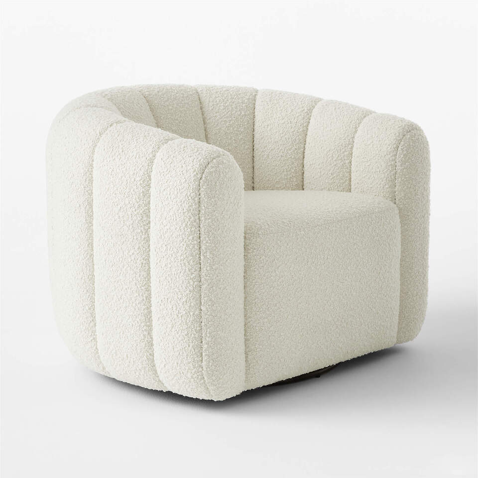 Channeled White Boucle Chair