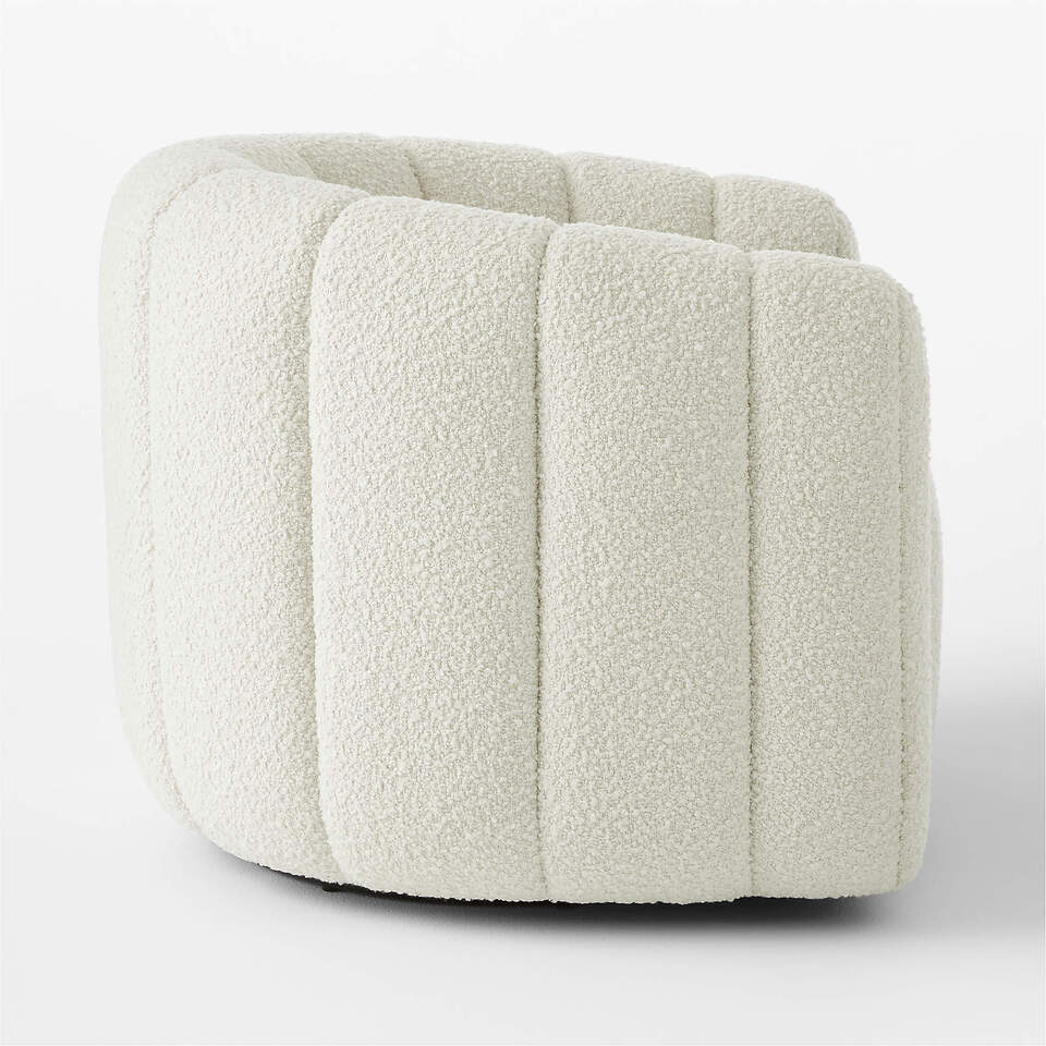 Channeled White Boucle Chair