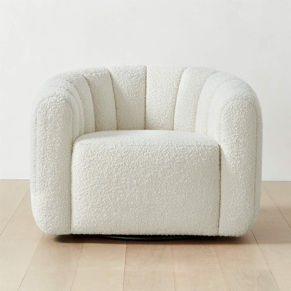 Channeled White Boucle Chair