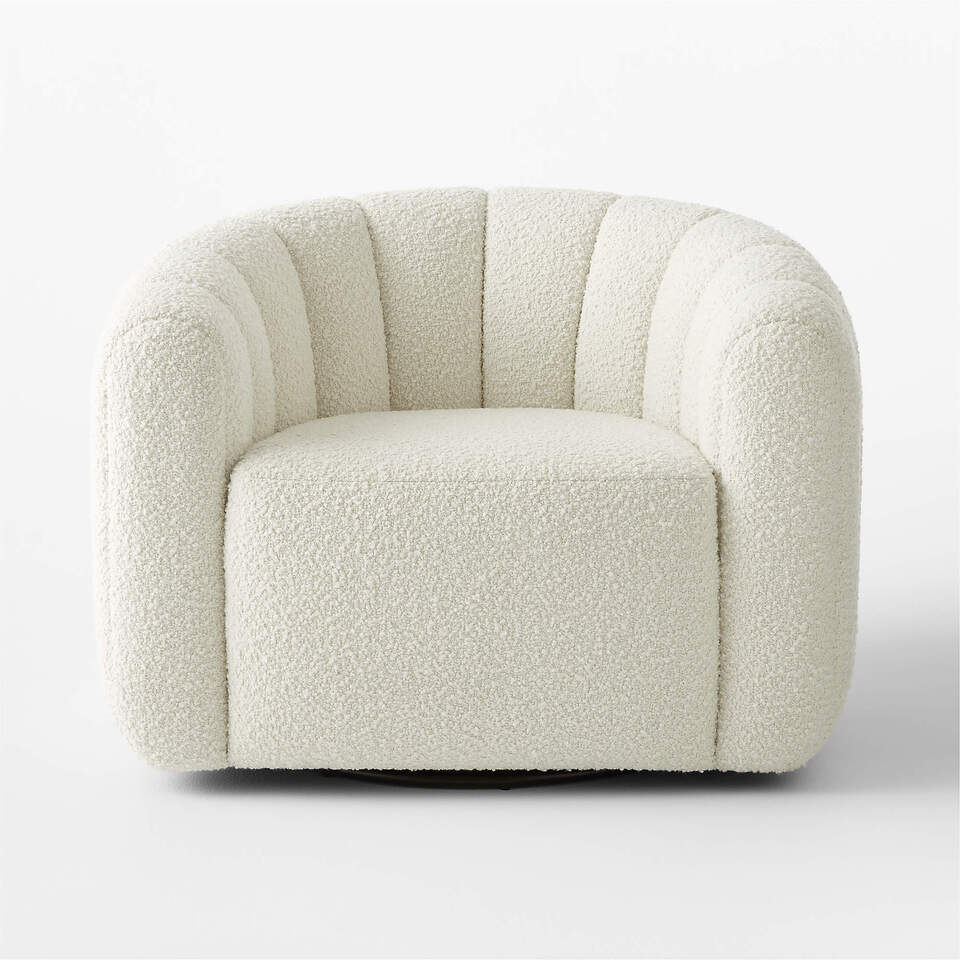 Channeled White Boucle Chair