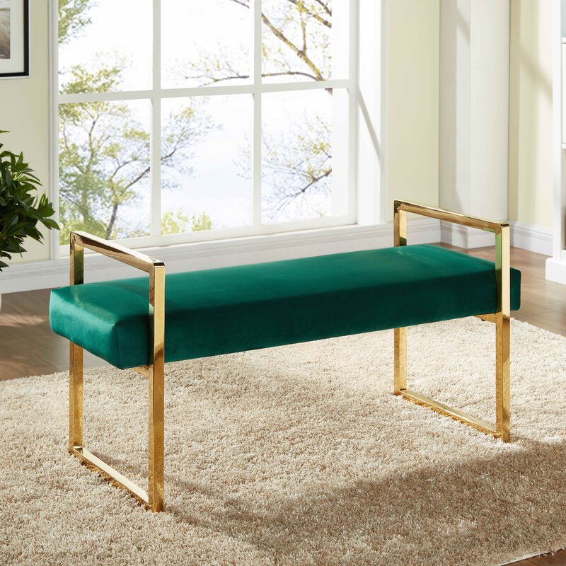 Brass Upholstered Bench