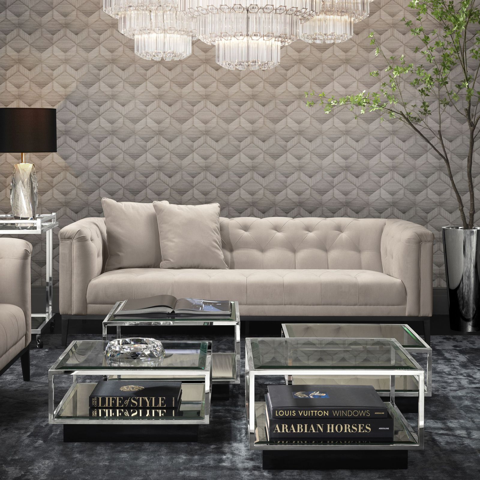 Pebble Gray Tufted - 3 Seater