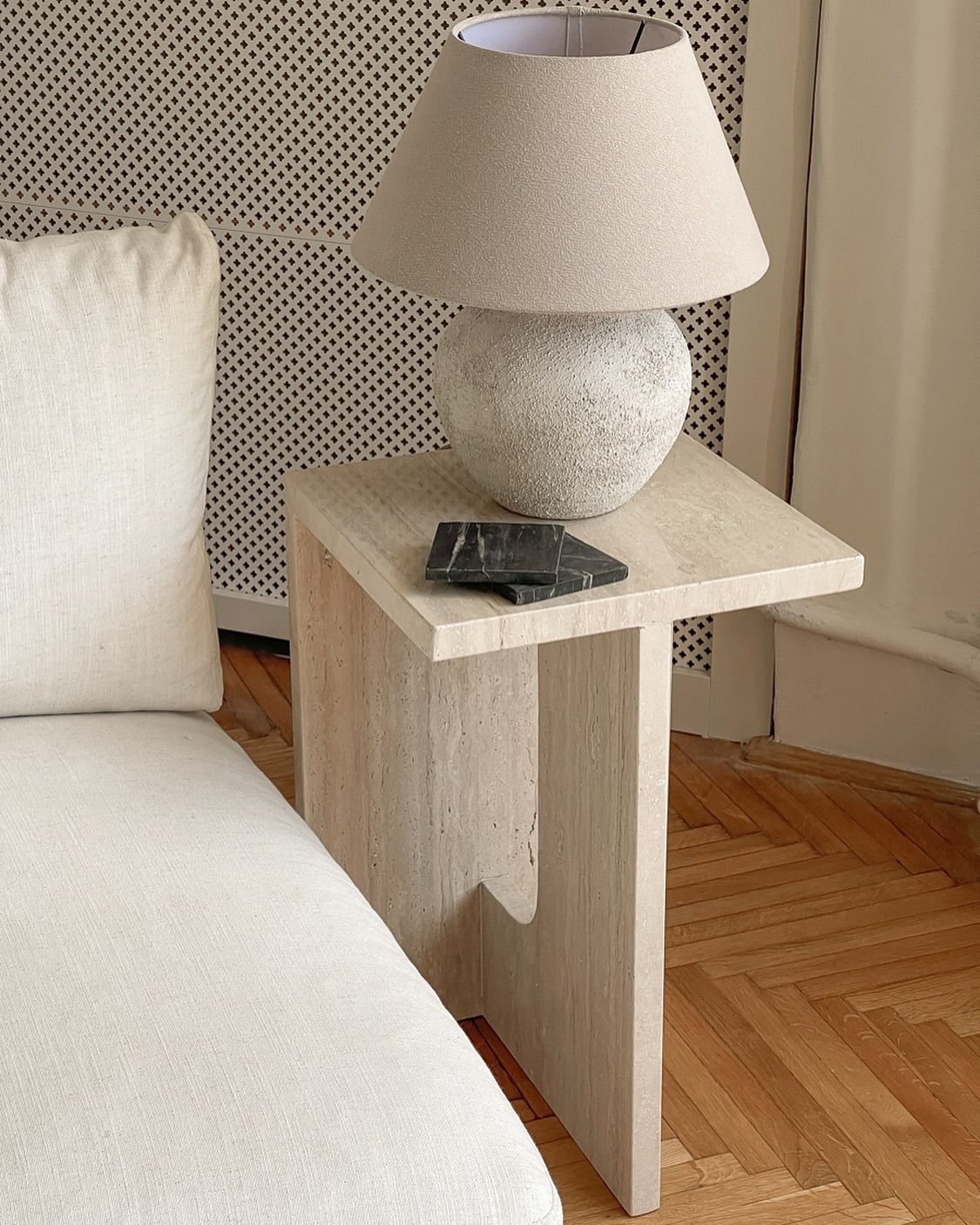 Travertine Arch Side Table